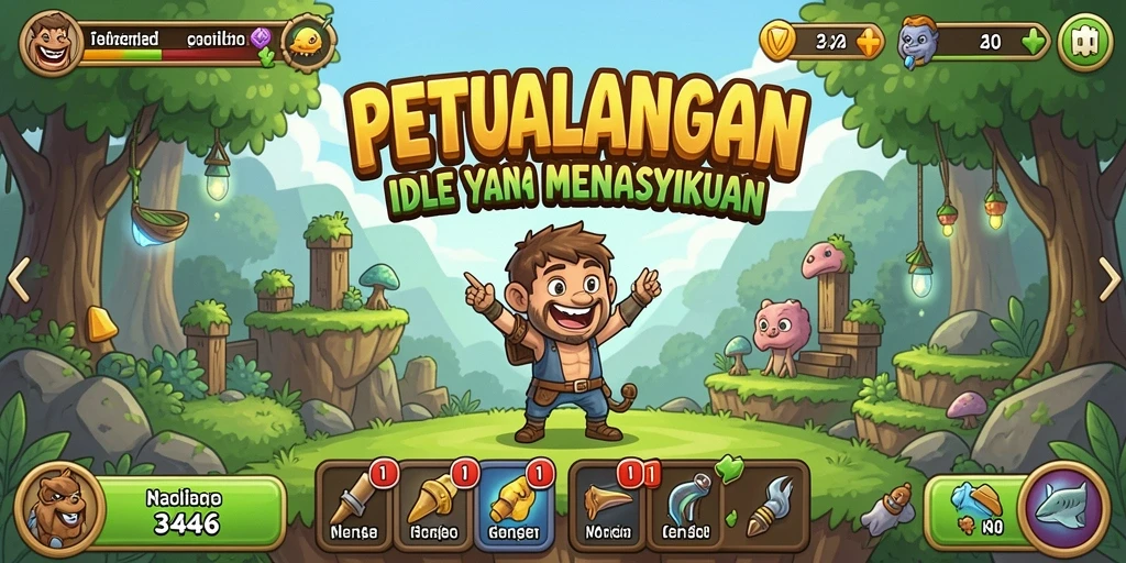 Screenshot utama 3446 menampilkan karakter sedang bertugas dalam permainan Idle.