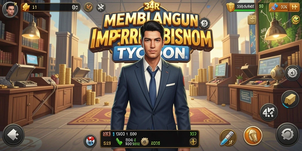 Gameplay seru dalam 34R, membangun bisnis Tycoon.