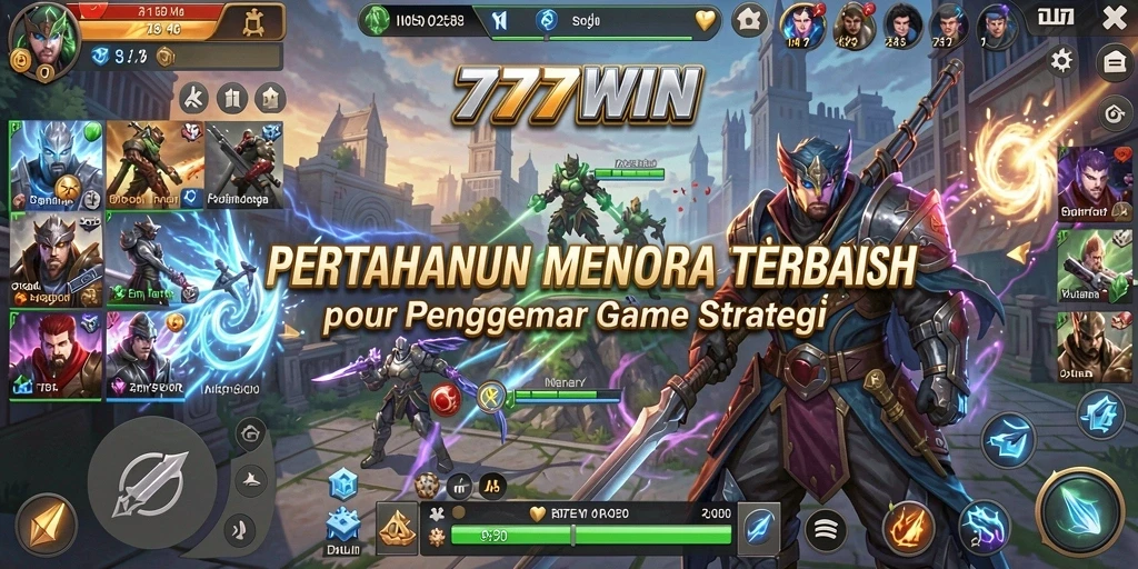 Tampilan gameplay 777WIN yang penuh aksi di medan perang Tower Defense.