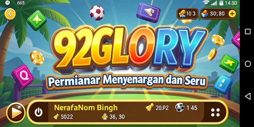 Tampilan seru gameplay Bingo di 92GLORY.