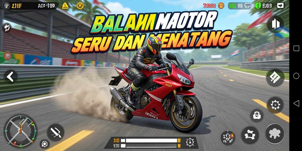 Screenshot AFAF menampilkan aksi balapan motor yang mendebarkan.