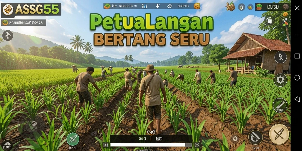 Screenshot utama ASG55 menampilkan gameplay bertani yang memukau.