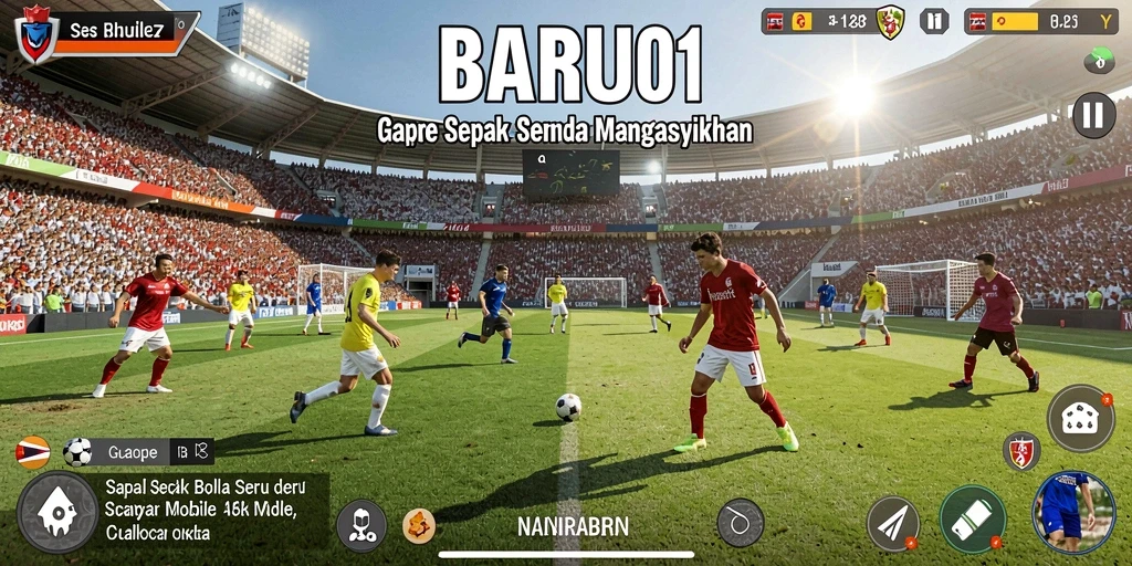 Tampilan gameplay menarik dari game sepak bola BARU01.