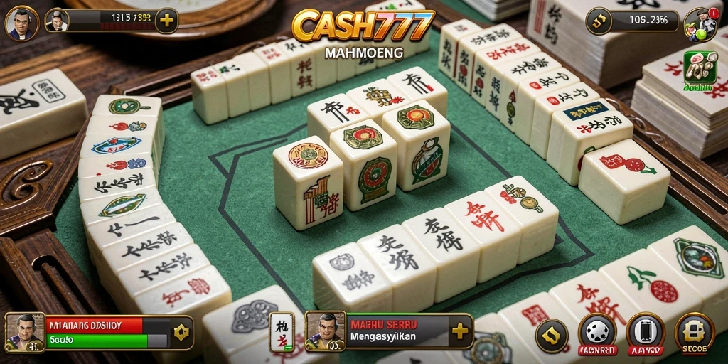 Screenshot utama CASH777 menampilkan momen seru permainan Mahjong.