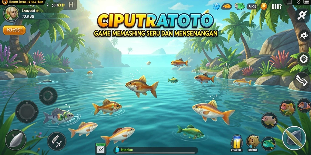 Screenshot gameplay <strong>CIPUTRATOTO</strong> menampilkan aktivitas memancing yang seru.