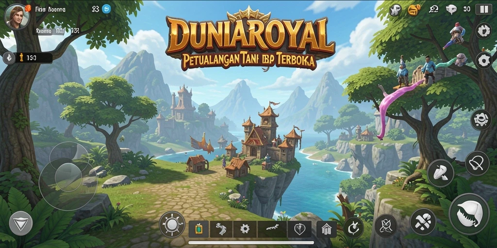 Screenshot gameplay DUNIAROYAL menampilkan petualangan di dunia terbuka yang menakjubkan.