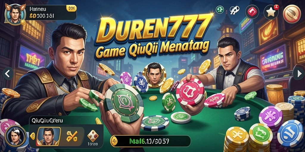 Screenshot utama DUREN777 menunjukkan aksi seru permainan QiuQiu.