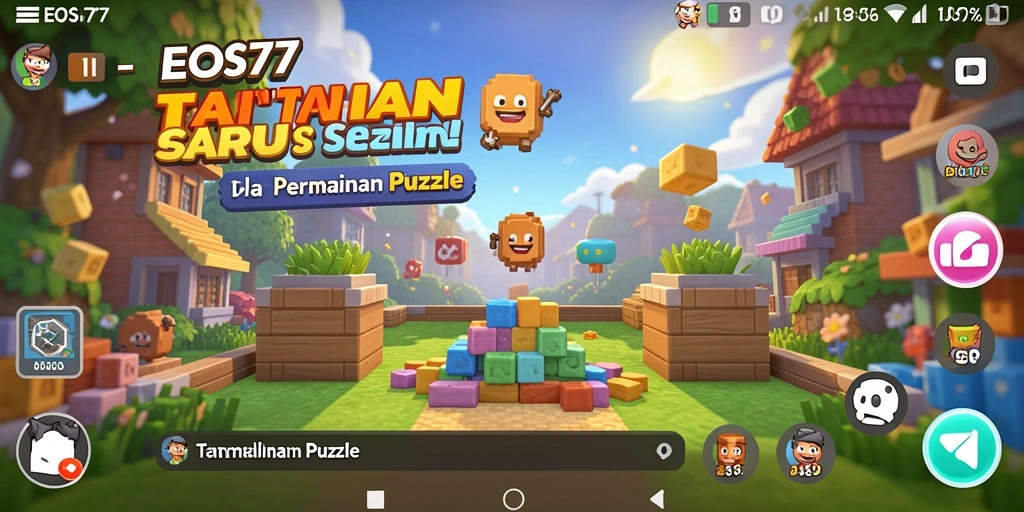 Screenshot utama EOS77 menampilkan gameplay Puzzle yang menarik.