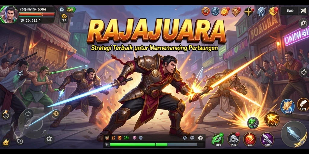 Tangkapan layar RAJAJUARA menunjukkan aksi pertempuran strategi yang intens.