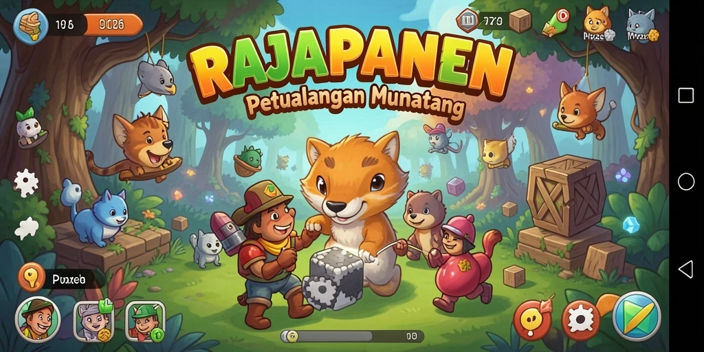Screenshot dari gameplay RAJAPANEN yang menunjukkan tantangan puzzle.