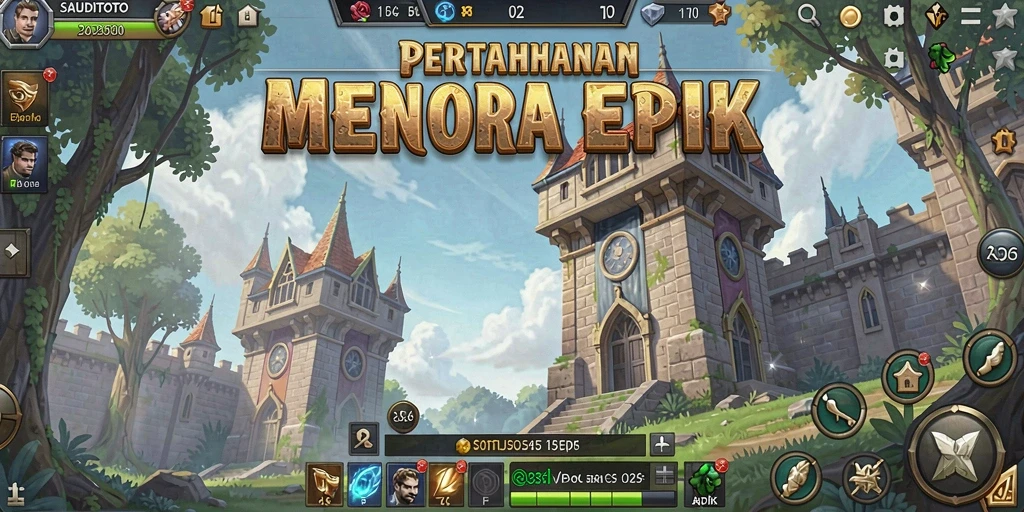 Gameplay seru SAUDITOTO dengan menara yang strategis.