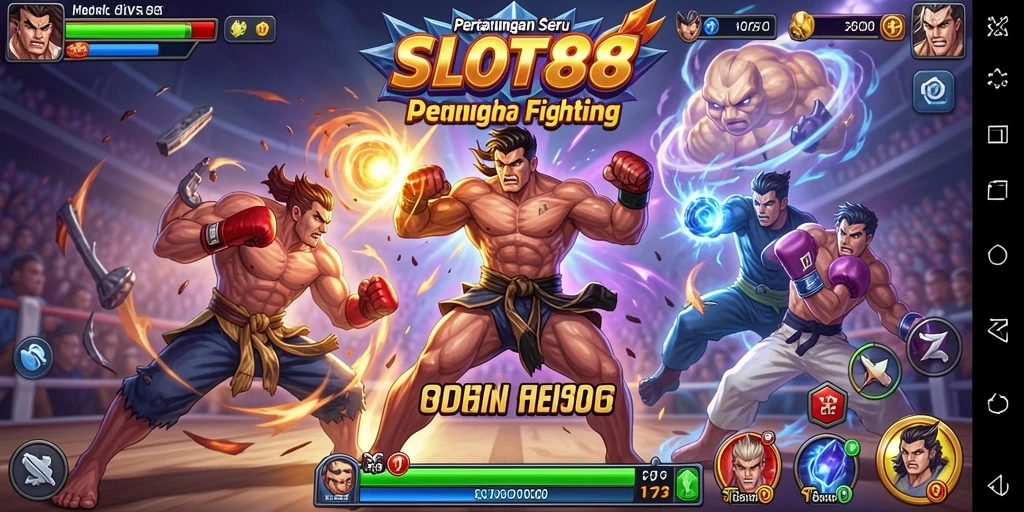 Tangkapan layar gameplay SLOT88 menampilkan pertarungan yang mendebarkan.
