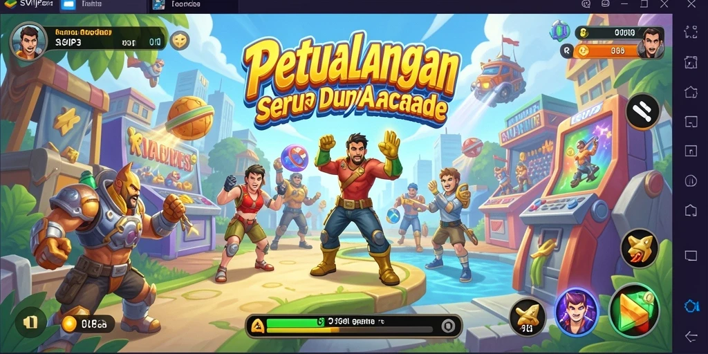 Screenshot gameplay SVIP3 yang menunjukkan aksi seru di arena Arcade.