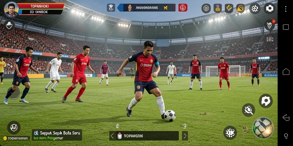 Tangkapan layar gameplay yang menunjukkan aksi seru di lapangan.