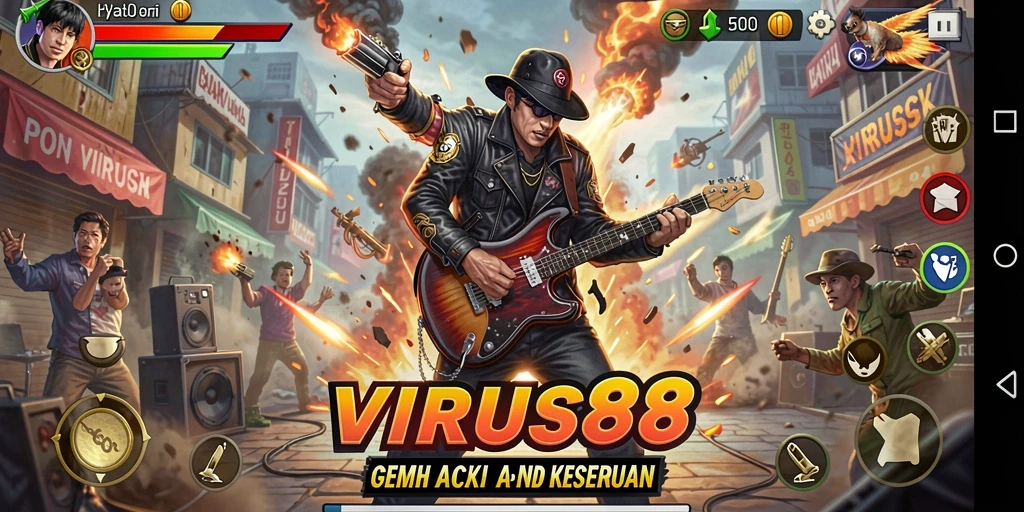 Gameplay VIRUS88 yang seru dan penuh warna dalam aksi.