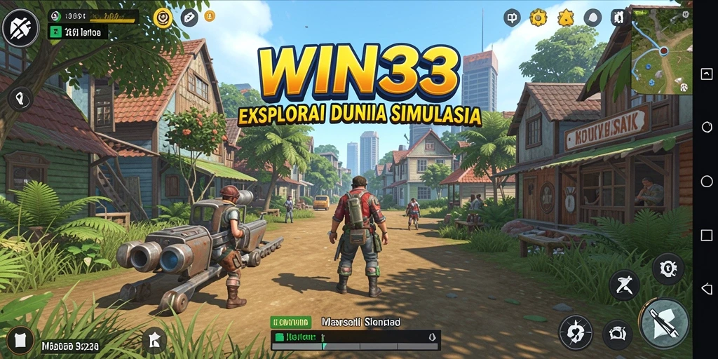 Tangkapan layar gameplay WIN33 menampilkan simulasi dunia yang realistis.